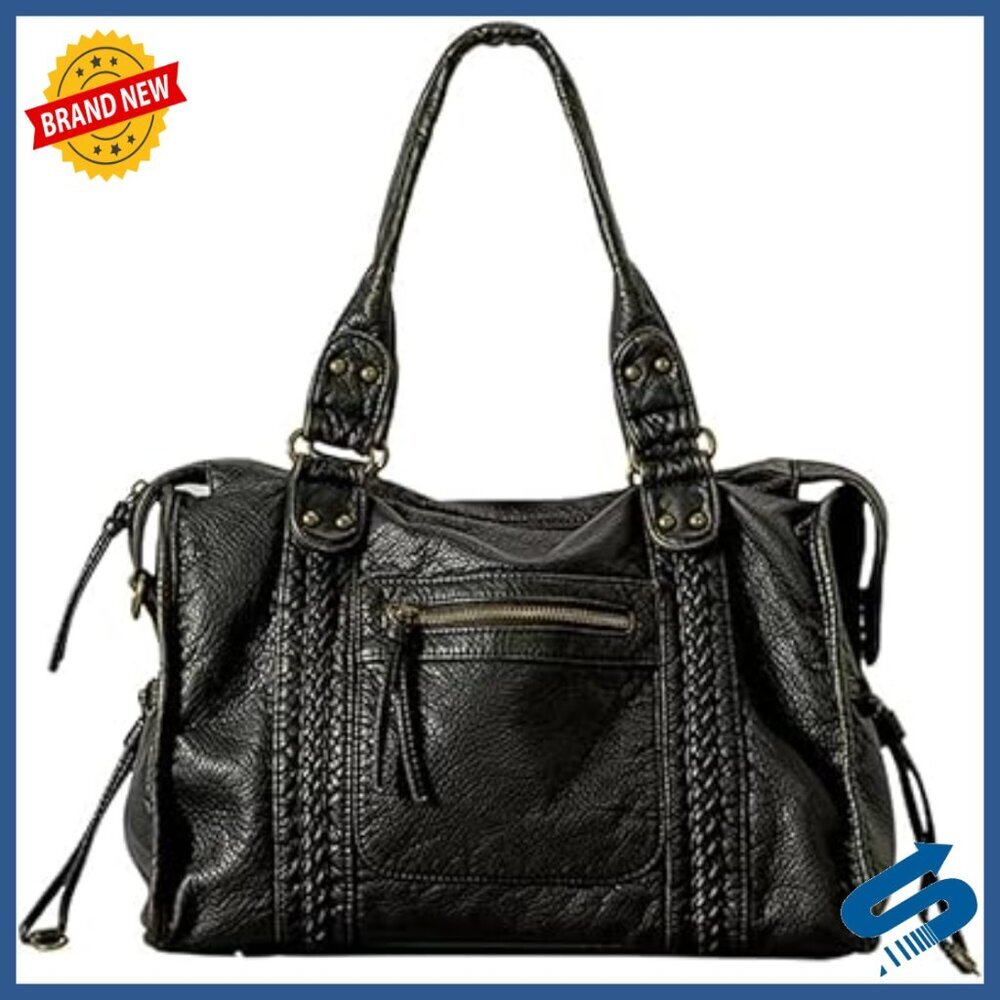 Large Hobo Crossbody Bag Vegan Leather Multi-Pocket Shoulder Purse